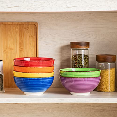 vancasso Bonita Cereal Bowls Set of 6, 27 oz/820 ml Ceramic Soup Bowls, Serving Bowls for Salad, Noodle, Porridge, Rice, Dishwasher & Microwave Safe, Warm Color