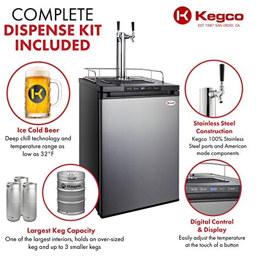 Kegco Kegerator, Dual Tap, Stainless Steel Pricepulse