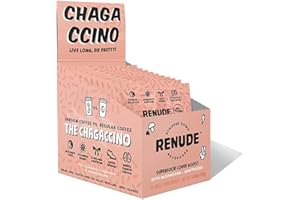 Renude Chagaccino - Wild-Foraged Chaga Mushroom Coffee - Adaptogen Energy Boost Powder - Natural Beauty & Immune Support - Vegan, Keto, Zero Calorie Mushroom Blend Powder (10 Servings)