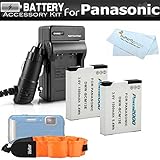 2 Pack Battery And Charger Kit For Panasonic Lumix DMC-TS5, DMC-TS5K, DMC-TS5S, DMC-TS6, DMC-TS6D Tough Digital Camera Includes 2 Replacement DMW-BCM13E Batteries + Ac/Dc Charger + FLOAT STRAP + More
