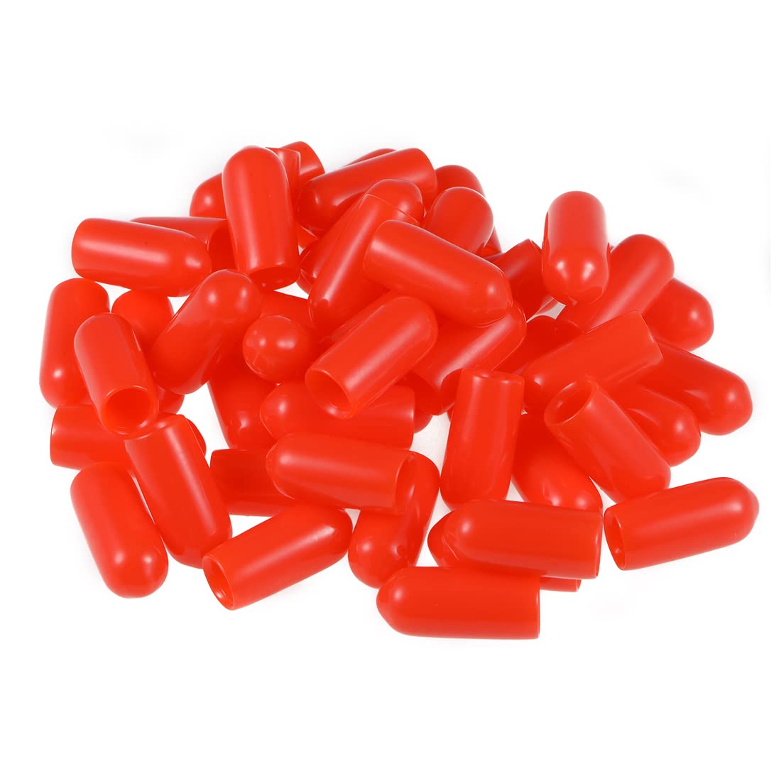 sourcing map 50pcs Rubber End Caps 6mm(1/4-inch) ID Vinyl Round Tube Bolt Cap Cover Screw Thread Protectors Red