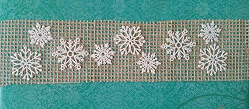12 PC Total Ready to Use Edible Lace Rustic Burlap Hessian Fabric with White Snowflakes - Winter Wedding