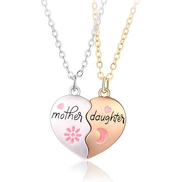 TUGHRA Mother And Daughter Necklaces Set 925 Sterling Silver Mom