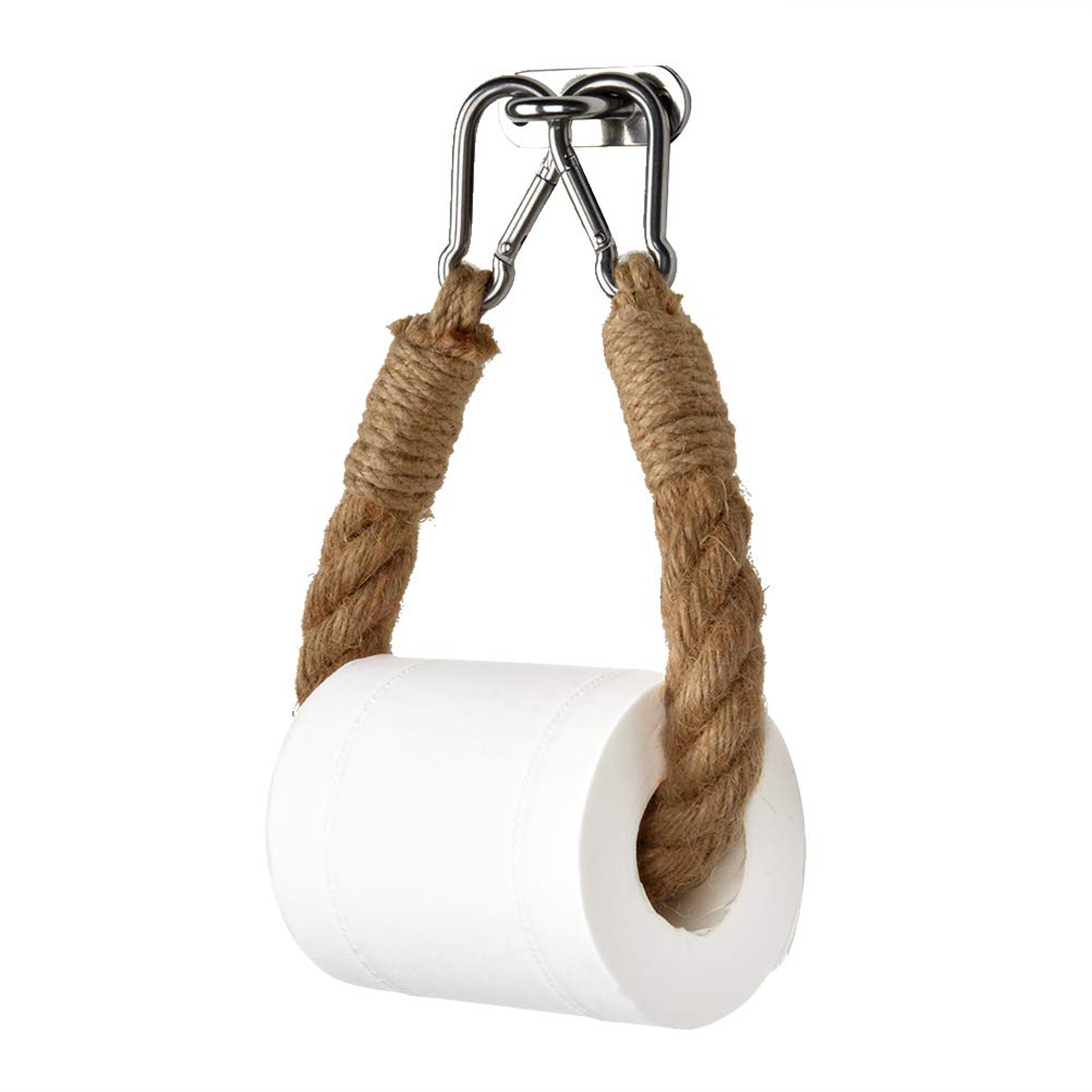Calayu Vintage Toilet Paper Holder, Hemp Rope Toilet Paper Roll Holder Toilet Paper Towel Holder Bathroom Accessories Decoration Industrial Rope