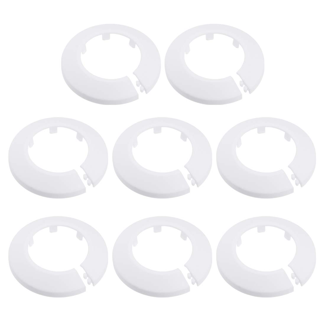sourcing map 50mm Pipe Cover Decoration PP Plastic Water Pipe Escutcheon White 8pcs