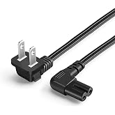 CableCreation 3-feet IEC C7 to NEMA 1-15P 2-Slot Non-Polarized Power Cord | 3 Feet 18 AWG Angled 2-Slot Non-Polarized Angle Power Cord (IEC320 C7 to Nema 1-15P), 0.915M / Black