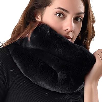 Women Faux Fur Infinity Scarf Soft Winter Warm Neck Warmer Scarfs