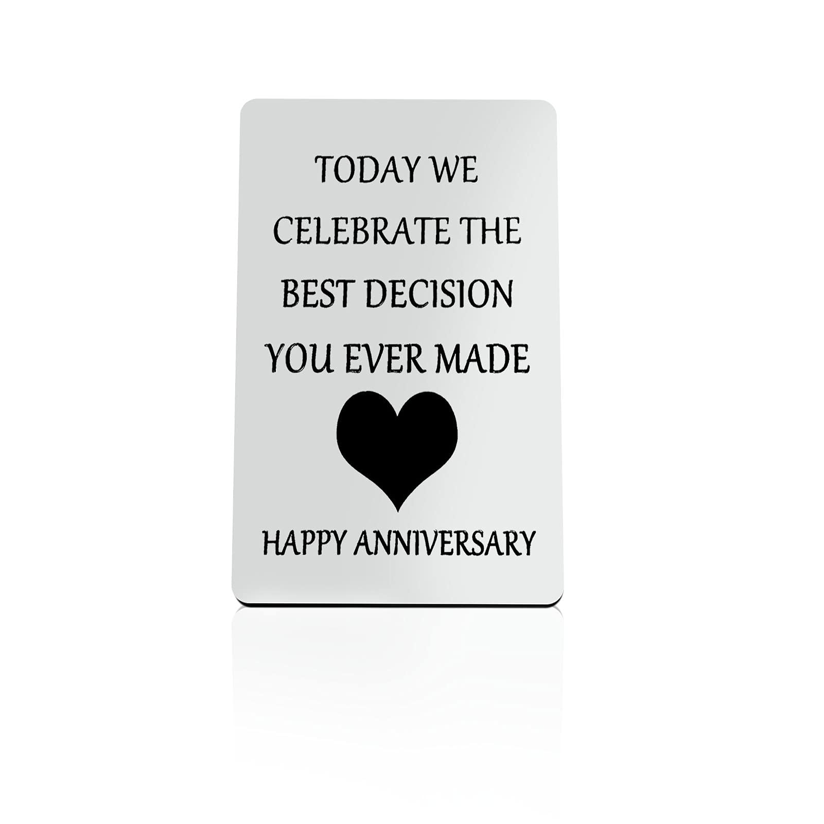 Anniversary Card Gifts for Boyfriend Husband Fiance Engraved Wallet Insert Card for Him Happy Anniversary Card Valentines Gifts Wedding Anniversary Present for Him Husband