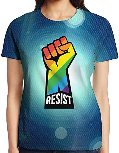 YEXIUSP Resist Pride Rainbow Comfy Printed Casual T-Shirt Tee Tops For Womens Large