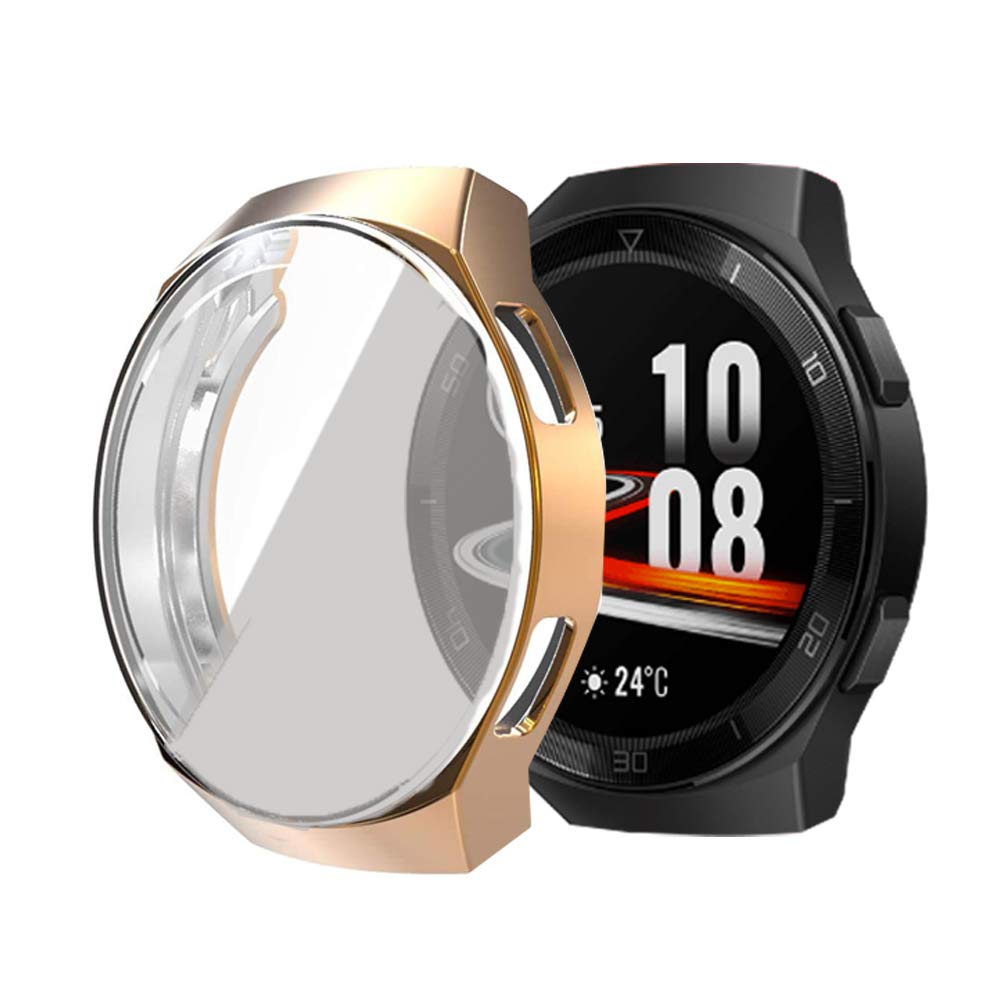 Compatible for Huawei Watch GT 2e Case, LvBu All-Around Protective TPU Bumper Cover Screen Protector Case Cover Compatible for Huawei Watch GT2e 46mm Smartwatch (Rosegold)
