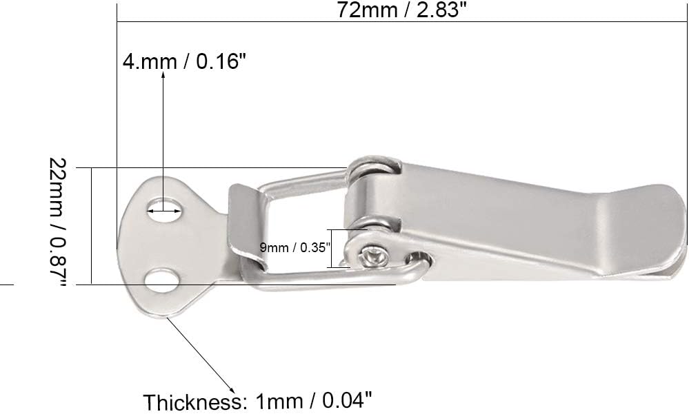sourcing map Spring Loaded Toggle Latches, 72mm Length Iron Hasps Clamps for Case Box Trunk Catches Pack of 2 - Image 3