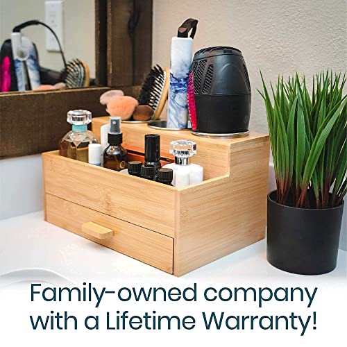 Bamboo makeup hair tools organizer blow dryer Hot Tools Organizer for