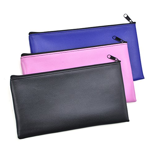 Bank Deposit Money Bag/ Utility Zipper Bags for Cash Money Pens Check Wallet 11 x 6 Inch (Multi-Color)