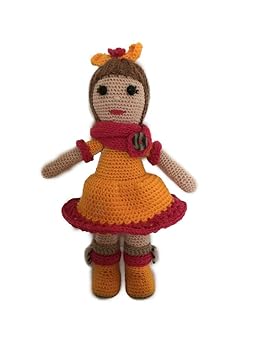 Lyfgoods Crochet Stuffed Handmade Doll Toy(Color-Yellow,Pink,Beige,Size-32cm)