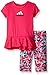 adidas Toddler Girls' Short Sleeve Tee and Capri Set, Shock Pink, 3T