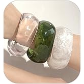 ZMJK Colorful Chunky Resin Bangle Bracelet Set for Women Geometric Acrylic Big Cuff Bracelets Punk Thick Wide Statement Bangle Bracelets for Women Resin Jewelry