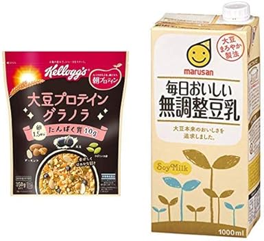 Amazon セット買い ケロッグ 大豆プロテイングラノラ 350g 6袋 マルサン 毎日おいしい無調整豆乳 1000ml 6本 ケロッグ 食品 飲料 お酒 通販