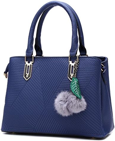 YINGPEI Women's Top Handle Satchel Handbag Tote Purse (Navy Blue)