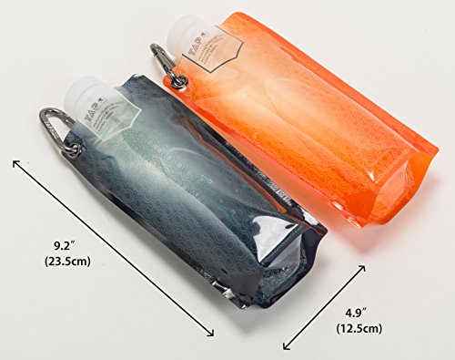Tap Antibacterial Collapsible Water Bottle BPA Free Flat Hydration Soft Canteen (Orange 2)