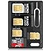 AFUNTA SIM Card & MicroSD Holders with 2 Tray Opener Pins, 2 Packs Card Storage Cases for Standard Micro Nano Micro-SD Memory Cards, with 3 Card Adapters and 2 Eject Pins