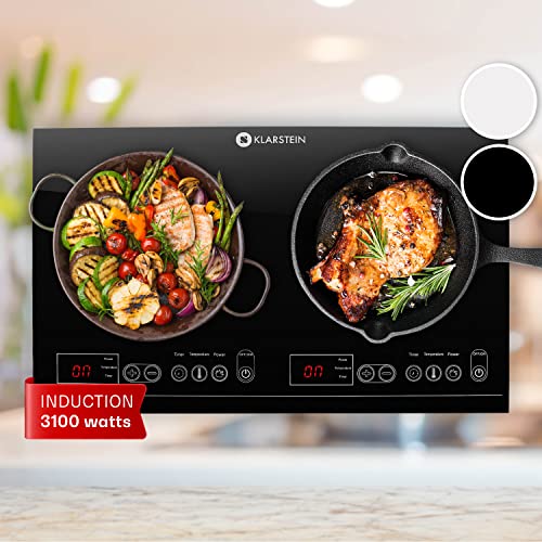 Klarstein Varicook XL - Double Plan De Cuisson À Induction, 3100 W : 1300 W Ou 1800 W, 10 Niveaux De Puissance, Timer, Écran Led, Commande Tactile, Noir