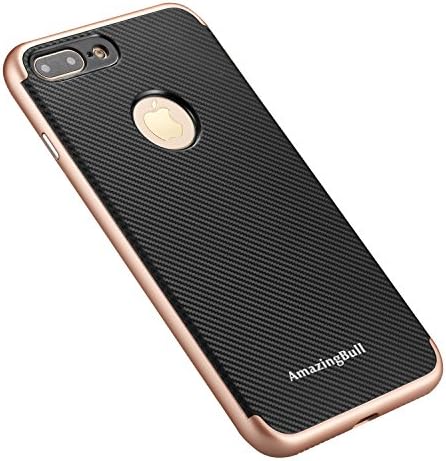 AmazingBull (TM) iPhone 7 Plus (5.5 Inch) phone case non-slip texture surface Slim Fit Cover with Carbon Fiber Premium Bumper Style 360º Protection for Apple iPhone 7 Plus (2016) (Rose Gold)