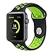 Gersymi Tech Sport Silicone Replacement Strap Band with Adjustable Buckle and Quick Release for Apple Series 2 iWatch - Large - Black/ Green