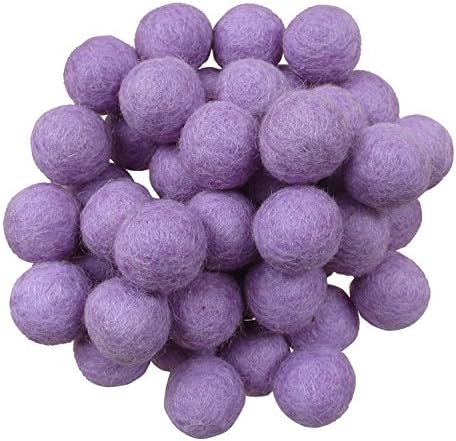 Wool Felt Balls Beads Natural Felting Woolen Felted Fabric Felting for Home Decor Crafts Handcrafts DIY 50pcs 25mm(purple)