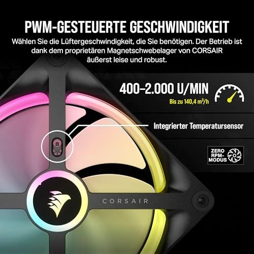 iCUE LINK QX140 RGB 140mm Magnetic Dome RGB Lüfter - Schwarz
