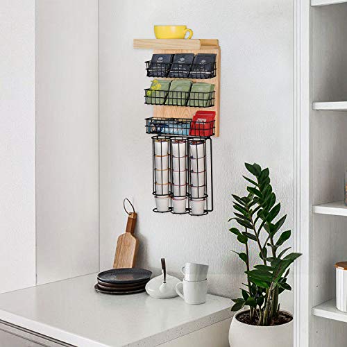 Tea Coffee Condiment Organizer,DIY Wall Mounted Tea Bag Condiment