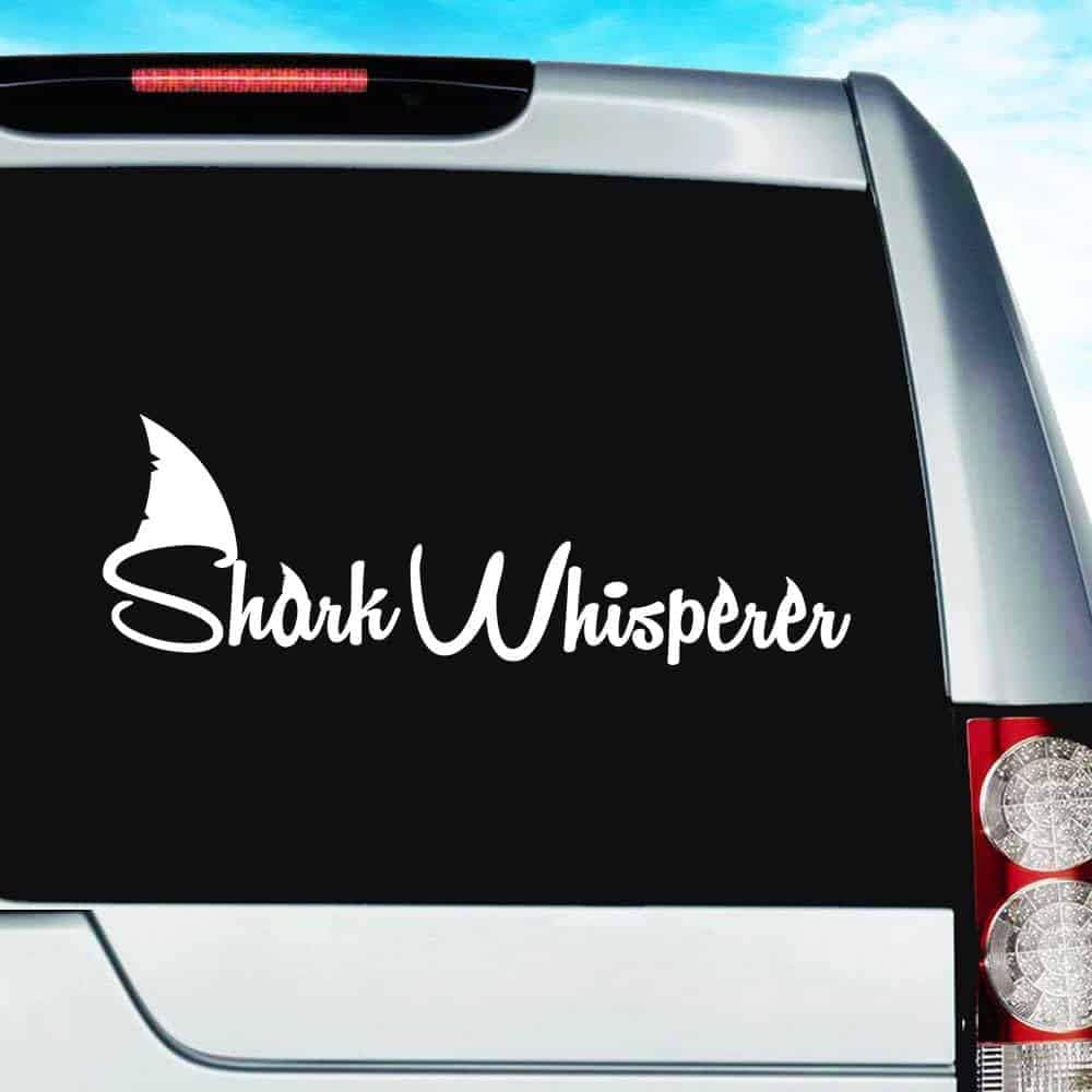 Shark Whisperer Vinyl Decal Sticker Bumper Cling for Car Truck Window Laptop MacBook Wall Cooler Tumbler | Die-Cut/No Background | Multi Sizes/Colors, 8-Inch, Black