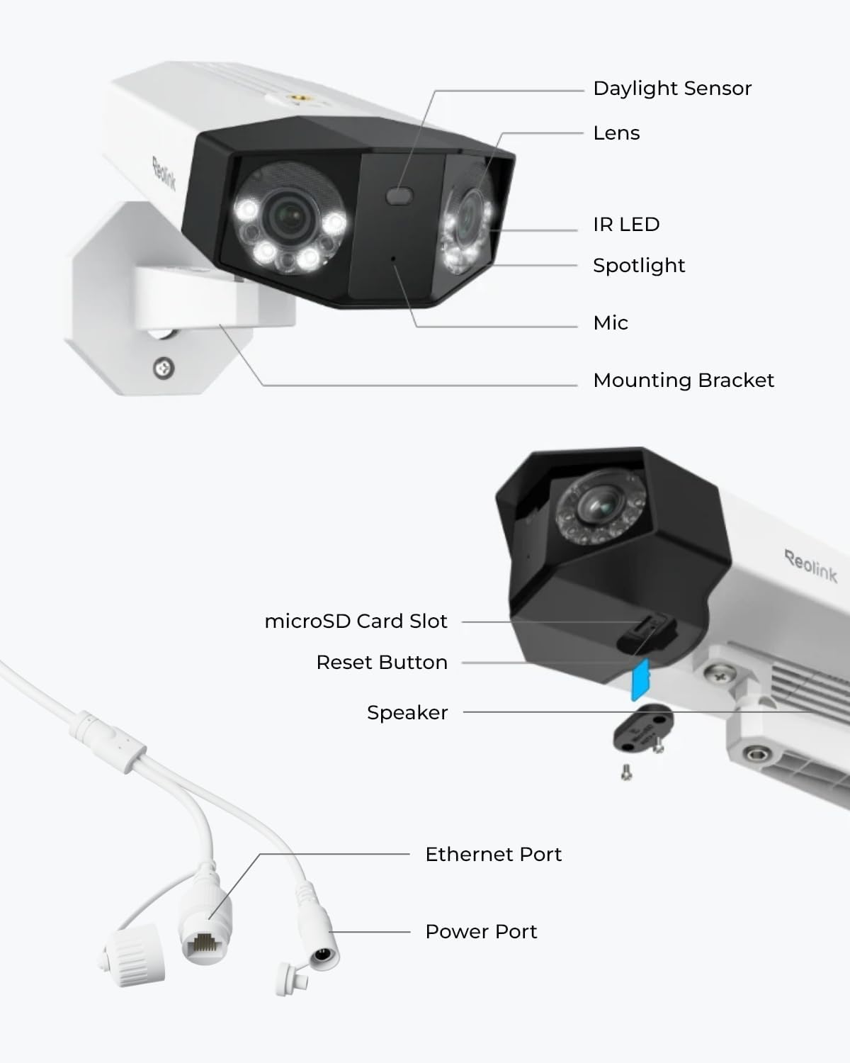 REOLINK Duo 3 PoE 16MP UHD Dual-Lens PoE Security Camera with 180° Panoramic View, Motion Track, F1.6 Color Night Vision, Person/Vehicle/Animal Detection, 2 Way Talk, Supports 24/7 Recording