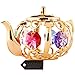 Matashi 24K Gold Plated Highly Polished Teapot Ornament with Crystals Tabletop Showpiece - Great Gift for Valentine's Day Birthday Anniversary, Home Decor