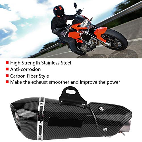 Cuque Moto Exhaust Tailpipe Motorcycle Carbon Fiber Style Universal 51mm Slip on Exhaust Muffler Rear Pipe Tailpipe Motobike Stainless Steel Modified Exhaust System Vent Piping - Thumbnail 4