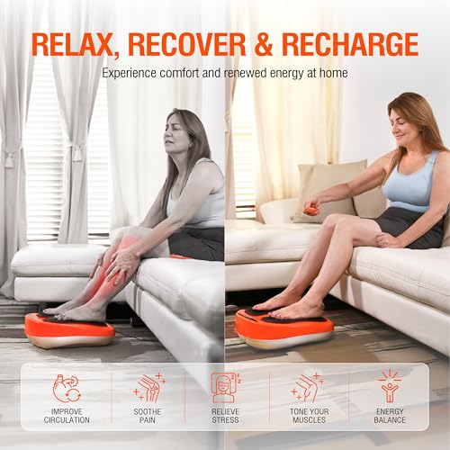POWERFIT ACCELERATED TRAINING Power Legs - Masajeador eléctrico de pies con control remoto, velocidad ajustable, vibración, masajeador de pantorrillas, masajeador de pies para aliviar el dolor de neuropatía, fascitis plantar