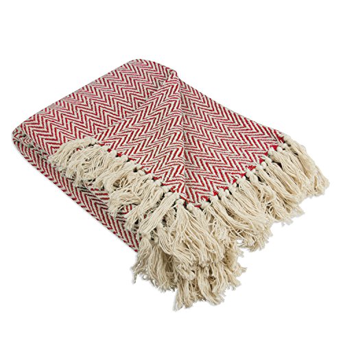 dii manta rústica de granja con borlas decorativas, uso para silla, sofá, cama, picnic, camping, playa y simplemente para permanecer acogedor en casa , mini chevron tango red