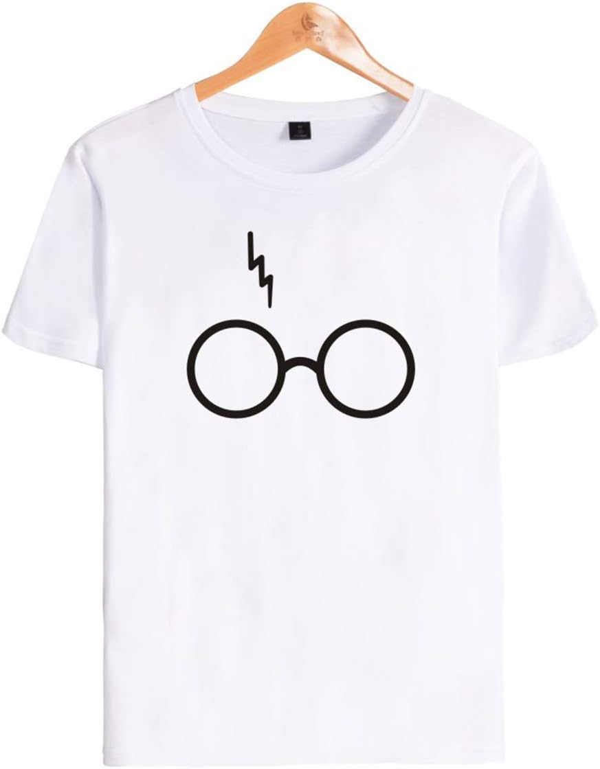SIMYJOY Unisex T-Shirt Lightning Scar Geek Glasses Tee Casual Cool t Shirt Short Sleeve Breathable Top 4 Colors Nice Gifts for Men Women Teen