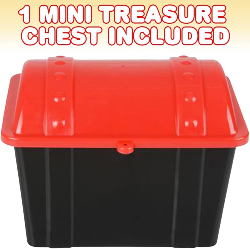 ArtCreativity Pirate Treasure Chest, 1 Black Chest with Red Cover, Plastic Treasure Chest, Functional Storage Chest for Toys, Perfect Prize Chest for Classroom, Great for Imaginative Play: Toys & Games