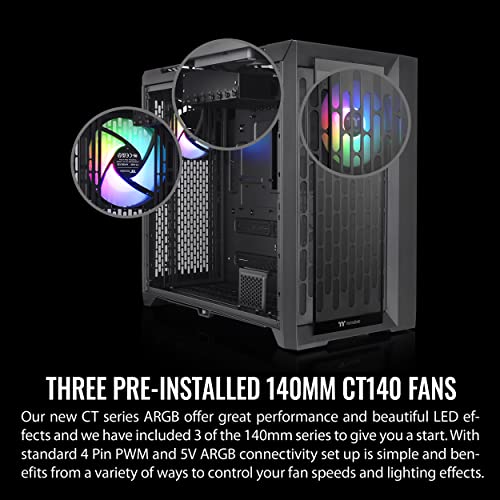 Thermaltake CTE C750 TG ARGB E-ATX Full Tower with Centralized Thermal Efficiency Design; 3x140mm CT140 ARGB Fans Pre-Installed; Tempered Glass Front & Side Panel; CA-1X6-00F1WN-01; Black