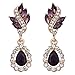 EleQueen Women's Austrian Crystal Art Deco Tear Drop Dangle Earrings Pierced Gold-tone Purple