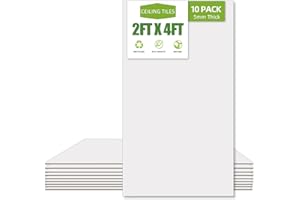 Noooza 2ft x 4ft Drop Ceiling Tiles，Smooth White PVC Ceiling Panel 24 x 48in. Waterproof, Washable and Fire-Rated - Reusable - High-Grade PVC to Prevent Breakage-Package of 10 Tiles