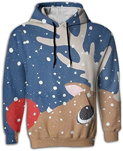 Christmas Deer Snow Men's Front Pocket Pullover Hoodie Sweatshirt Sport Outwear Jacket Coat Sport Outwear