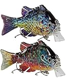 Sunrise Angler 4 Inch Bluegill Jointed Swimbait | Sinking Hard Bait Fishing Lure for Freshwater Game Fishing with Textured Lifelike Skin, Curvy 'S' Swim and 3D Prismatic Eyes