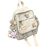 Eagerrich Cute Mini Aesthetic Backpack with Pin Accessories and Plush Pendant for School