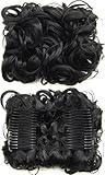 Beauty Wig World BUN Up Do Hair Piece Hair Ribbon Ponytail Extensions Comb Clip Scrunchy Scrunchie Curly or Messy #1B Black