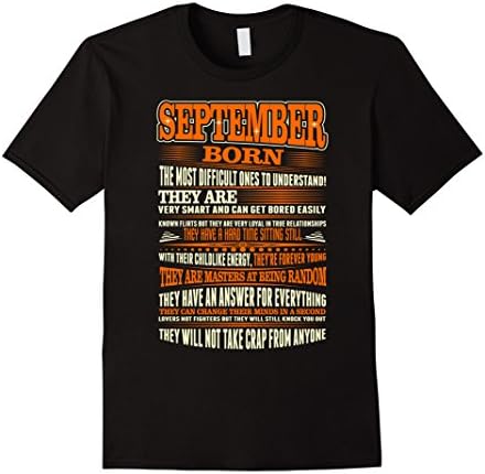 Mens September Born The Most Difficult Ones To Understand Tshirt XL Black