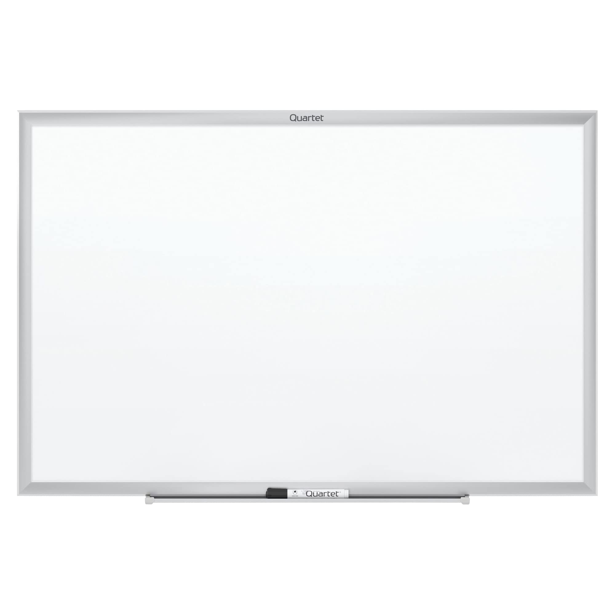 Photo 1 of **DENTED**Quartet Whiteboard, Dry Erase Board, Magnetic, 6' x 4', Nano-Clean Surface Resists Ink Stains, Accessory Tray and 1 Dry Erase Marker, Silver Aluminum Frame (SM537)