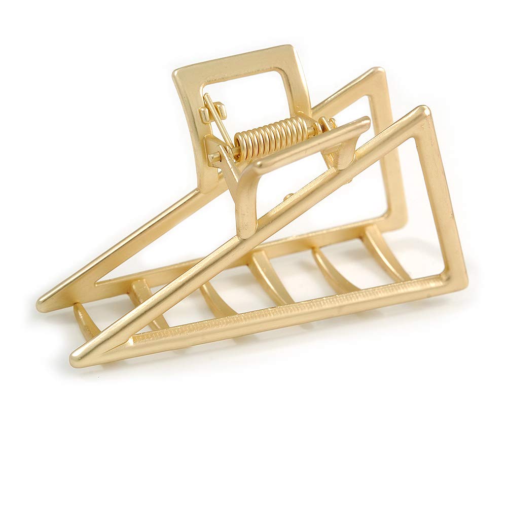Matte Gold Tone Geometric Triangular Hair Claw/Clamp - 75mm Across
