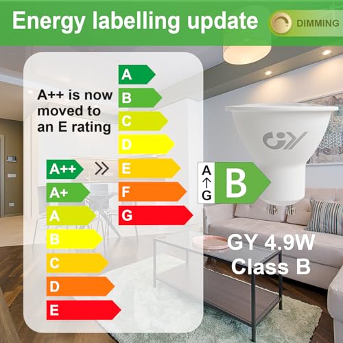 GY GU10 Dimmable LED Bulb, 4.9W 780LM, 3000K Warm White, 120° Wide Beam, Energy Saving, Eye Protection, GU10 LED Bulbs Dimmable, 10 Units (Pack of 1)