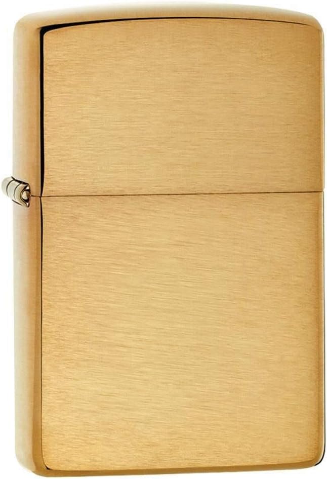 Zippo, Windproof Lighter, Brushed Brass Armour Heavy Wall, Base Model, Refillable, Reusable, Windproof Design, Gift Box